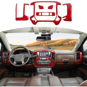 RT-TCZ for Silverado Dash Panel Trim Cover Red Bezel for GMC Sierra Chevy Silverado 2014-2017 Red Interior Accessories 4pcs