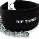 Rip Toned Dip Belt  Weight Lifting Belt with 36" Steel Chain for Dips, Chin Ups & Pullups Heavy Duty | Comfortable Fit | Supports Progressive Overload for Strength & Muscle Gains (Black)