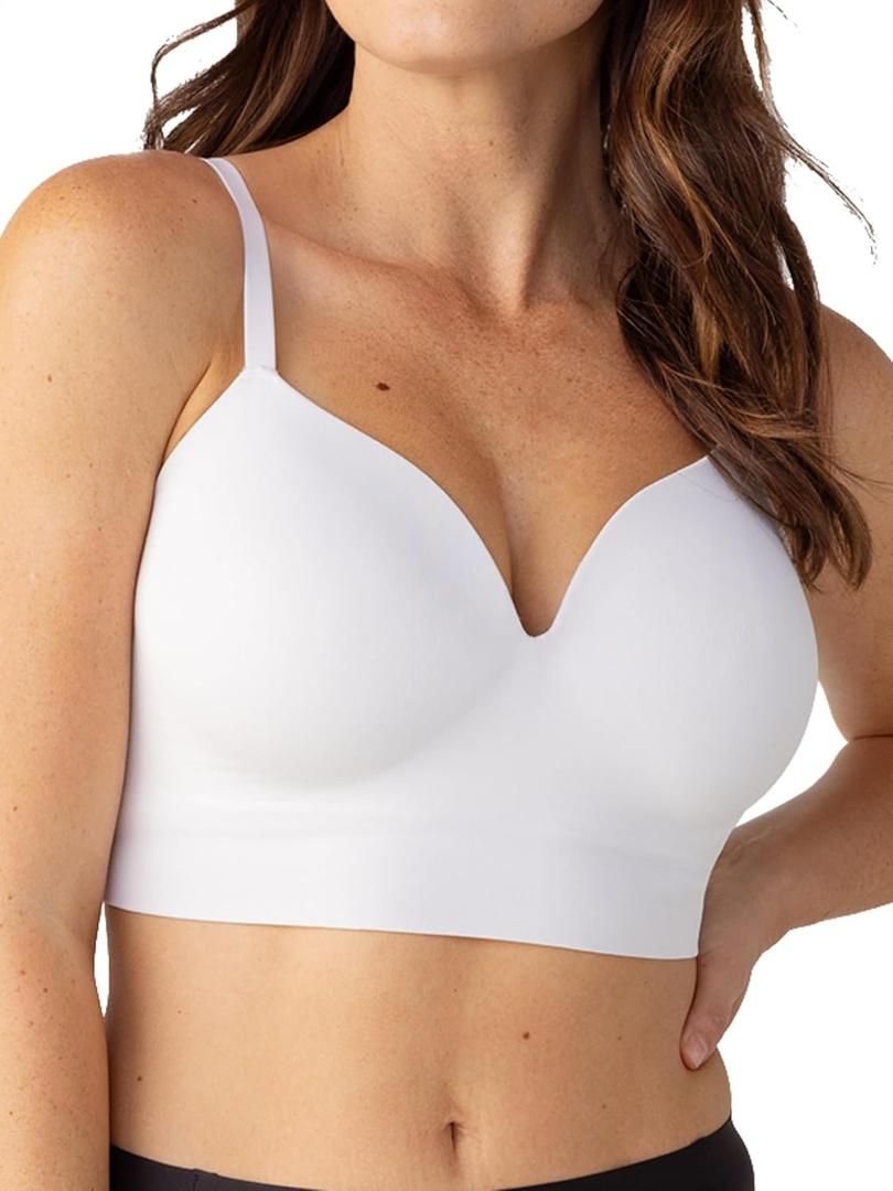 SHAPERMINT Bras for Women - Lingerie Bra, Bralettes for Women with Support, No Underwire Plus Size Bras for Women (White, L)
