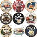 8 Pcs Coffee Diamond Art Coasters Kit for Adults Beginners, Coffee Diamond Painting Coasters with Holder, 5D Gem Art DIY Crafts Diamond Dots for Adults
