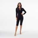 ODIZLI Women's Modest Swimming Suit Long Sleeve Zip Up Boyleg Swimsuit Surfing Bathing Suit Wetsuit (Black, XS)