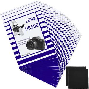 500 Pieces Lens Cleaning Paper Tissue and 2 Double Sided Cleaning Cloth-Lens Cleaning Paper for Camera Lenses, Microscopes, Computer Screens, Magnifiers, Glasses, 10 Booklets