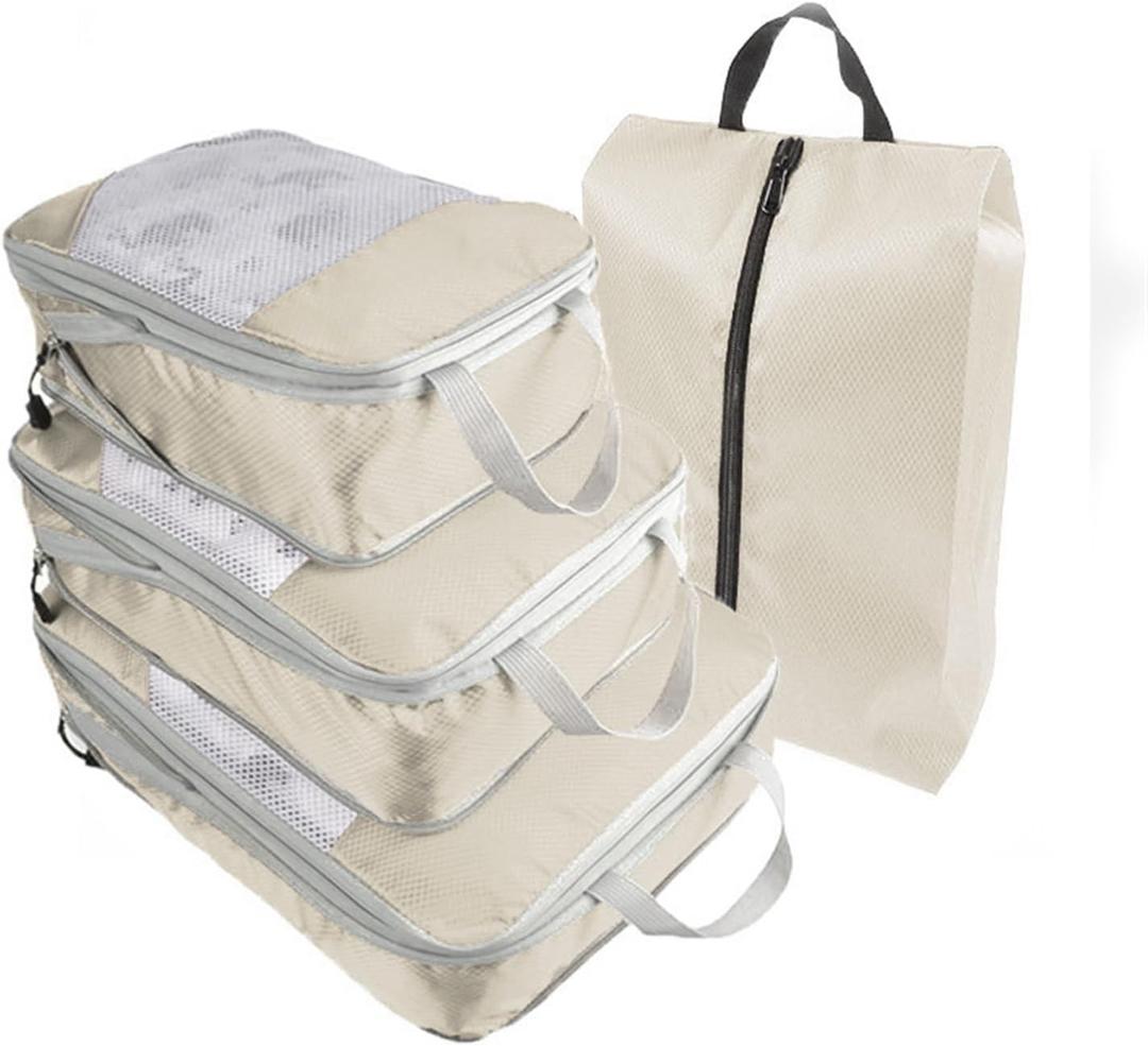4 Piece Deluxe Compression Packing Cubes Travel, Maximize Space in Luggage, Luggage Packing Organizers for Travel Accessories (Color : H)