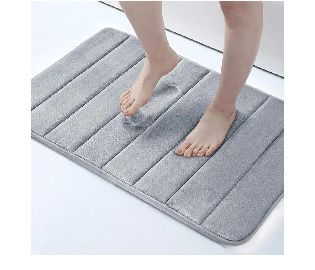 NIOKIT Thick Memory Foam Bath Mat Ultra Soft Velvet Absorbent Bathroom Rug Indoor Entryway Door Mats Non Slip Machine Washable Bath Rugs for Bathroom Floor,Tub,Shower,Toilet 20" x 24",Light Gray