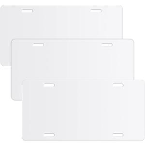 3Pcs Sublimation License Plate Blanks White, AngleKai Metal License Blank Plate for Car DIY Transfer Sheet Sublimation Blanks