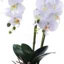 Orchids Artificial Fake Flowers with Vase for Table Centerpieces, Fake Orchids in Pots Orquideas Real Touch Flowers Large Vivid Faux Phalaenopsis White Orchid Plant Indoor Room Decoration