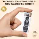 Natural Bamboo Dental Floss: 1 Refillable Glass Container + 1 Biodegradable Bamboo Floss Refill (33 Yards ), Eco-Friendly, Vegan, Non-Toxic Natural Floss - Refillable Zero Waste Black Thick Floss