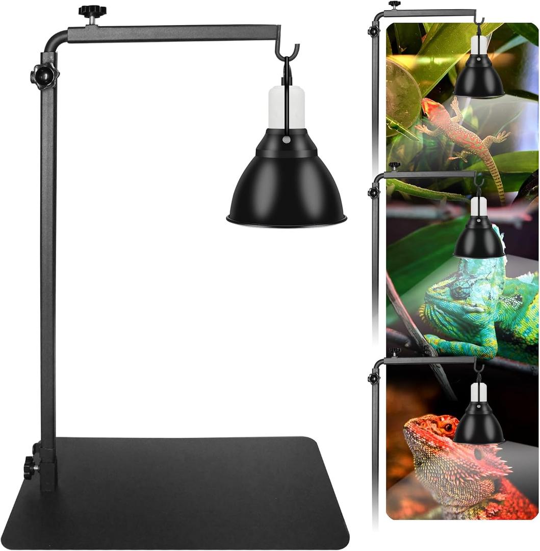 Reptile Lamp Stand Ajustable 16-31 Inch Heat lamp Holder Metal Bracket Floor Terrarium Light Holder for Reptile Glass Tank,Snake Turtle Terratium