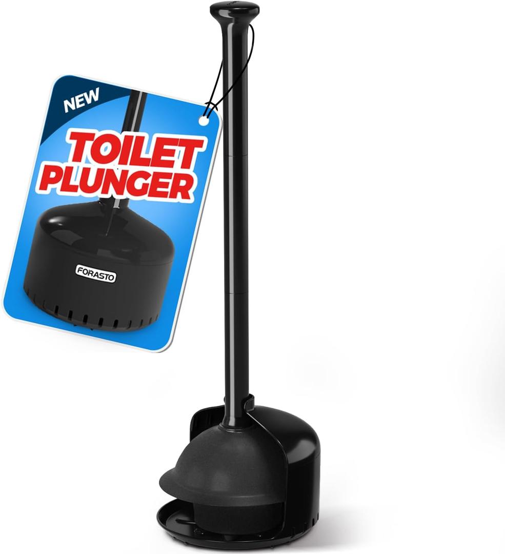 Toilet Plunger with Holder,Plungers for Bathroom with Holder,Heavy Duty Plunger with Cover,Bathroom DecorBathroom AccessoriesToilet Bowl Cleaners,Black (1Pack)