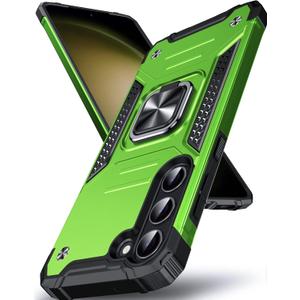DASFOND Galaxy S23 Case, Military Grade Shockproof Protective Phone Case Cover with Enhanced Metal Ring Kickstand [Support Magnet Mount] Compatible with Samsung Galaxy S23, Grass Green