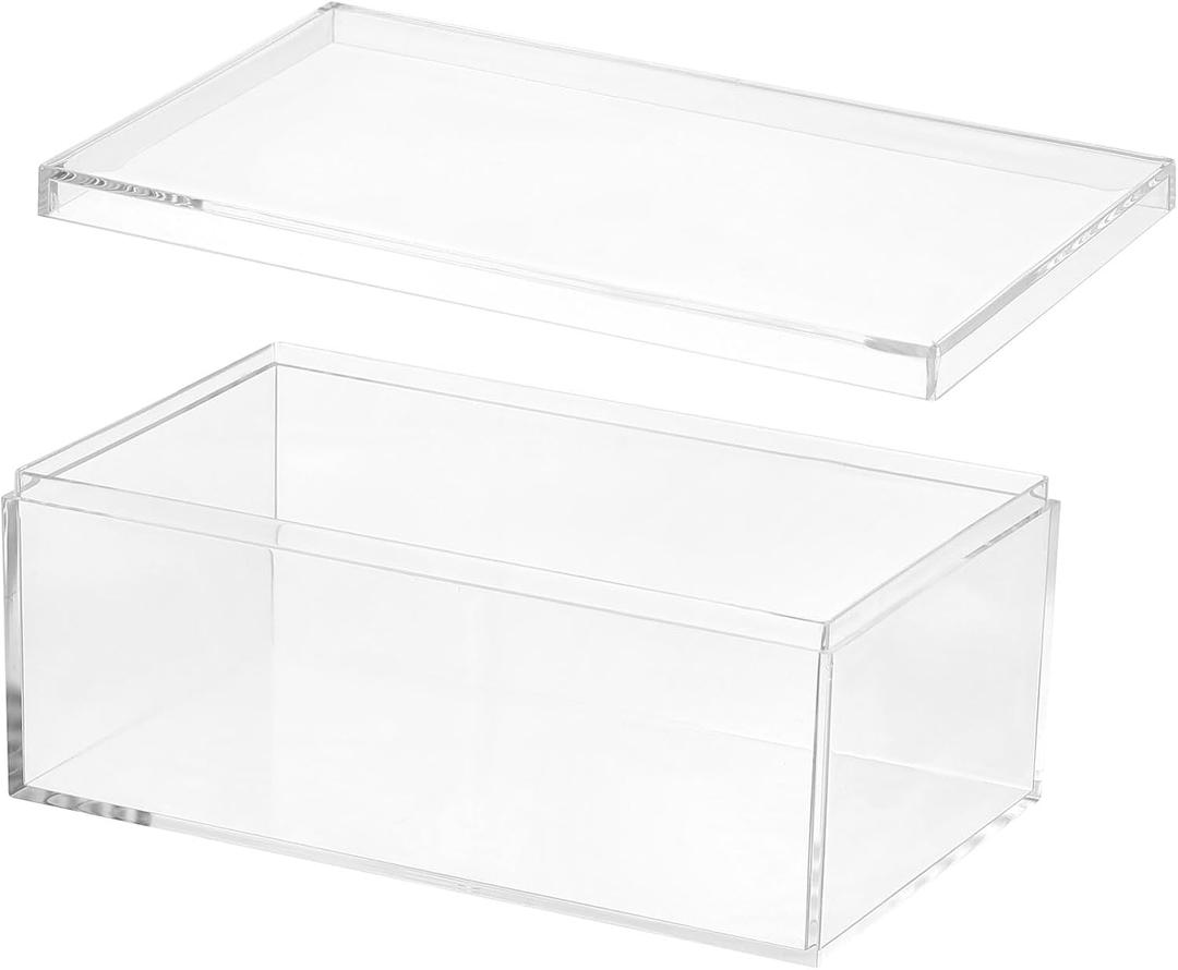 PATIKIL Acrylic Box with Lid 6.69" x 3.94" x 2.76", Clear Acrylic Display Boxes Plastic Square Cube Containers Storage Organizer for Candy Tiny Jewelry Artwork Display