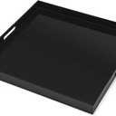 22×22 inches Oversized Black Acrylic Ottoman Tray Extra Large Decorative Tray Spill-Proof Serving Trays with Handles King-Size Safe Edge Organizer for Coffee Table Countertop Breakfast
