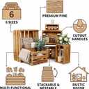 Set of 6 Decorative Wood Crates for Display, 6 Size Farmhouse Wooden Baskets Rustic Nesting Crates Decor Boxes with Handle for Storage, Container, Display, Christmas Decorations