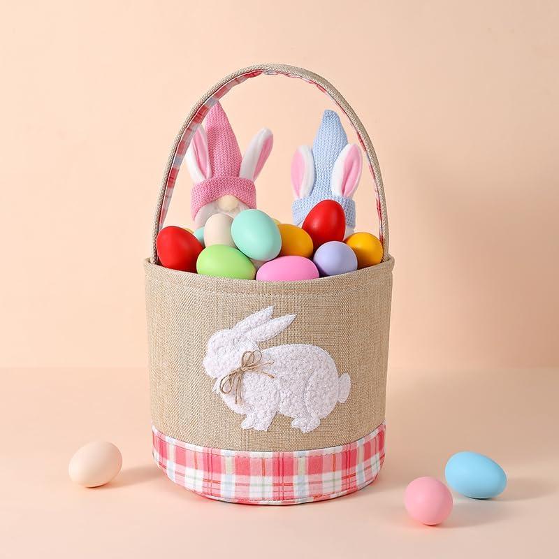 Easter Basket Essentials Gifts Baskets Empty Gift Box for Mothers Girls Boys Kids Toddler Baby Easter Egg Basket Toy Bunny Storage Baskets Pink Easter Bucket Organizer for Stuffers