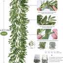 RECUTMS 2Pcs Artificial Olive Leaves Garlands 6.2Ft-Fake Hanging Silk Willow Leave Ivy Vines Faux Bayberry Leaf Twigs Greenery Rattan for Indoor Outdoor Wedding Birthday Party Home Garden Table Decor