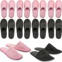 Zhehao 10 Pairs House Slipper for Guest Disposable Slippers Bulk for Travel Non Slip Washable Reusable Women Men Soft Cotton Spa Hotel House Slipper for Wedding Party Home Indoor(Pink, Gray)