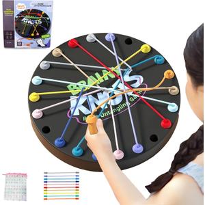 Brainy Knots Rope Untangling Game - Fun Puzzle Board Games for Kids & Adults! Portable Educational Strategy String Toy to Train Brain & Reflex Skills