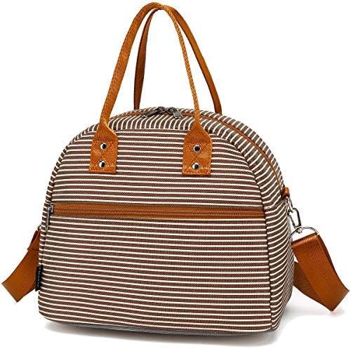 FlowFly Insulated Lunch Bag With Shoulder Strap for Women, Men, and Kids, Large and Reusable, Handle, Freezable Work and School Travel Tote and Meal Prep Organizer,Coffee