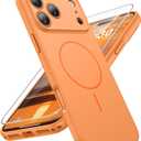 FNTCASE for iPhone 17 Pro Case: [Compatible with Magsafe] Solid Matte 17 Pro Cases Orange with [Screen Protector] [Full Camera Protection] Military Grade Shockproof Protective Phone Cover, 6.3 inch