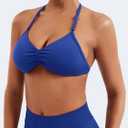 VOYJOY Impact Strappy Bra Sports Bras for Women Basic Crop Workout Sexy Tank Gym Yoga Bra (Blue, L)