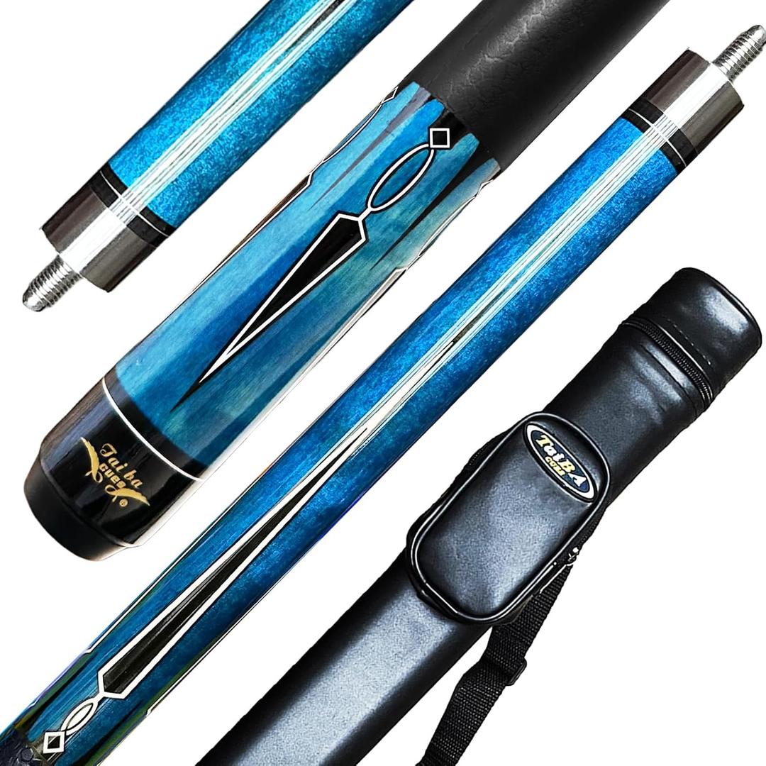 Tai ba cues Pool Cue Stick, 13mm Tip, 58", Hardwood Canadian Maple Professional Billiard Stick 19,20,21 Oz (Selectable)-Blue, Red, Green Pool Cue Stick