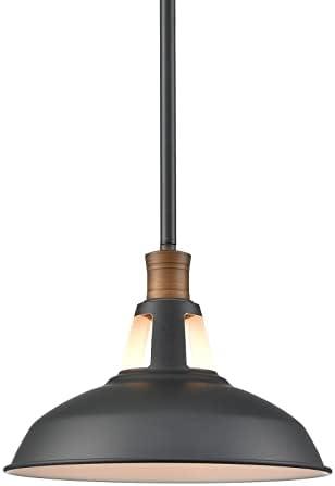 CLAXY Pendant Light Industrial Farmhouse Pendant Lighting Matte Black Loft Barn Hanging Kitchen Pendant Light Fixtures-12.2"