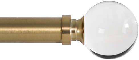 Ivilon Drapery Treatment Window Curtain Rod - Acrylic Ball 1 inch Pole. 28 to 48 Inch. Warm Gold