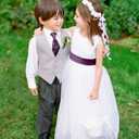 Boys Formal Suit Vest Double Breasted Solid Wedding Vest for Boys (7, Light Grey)
