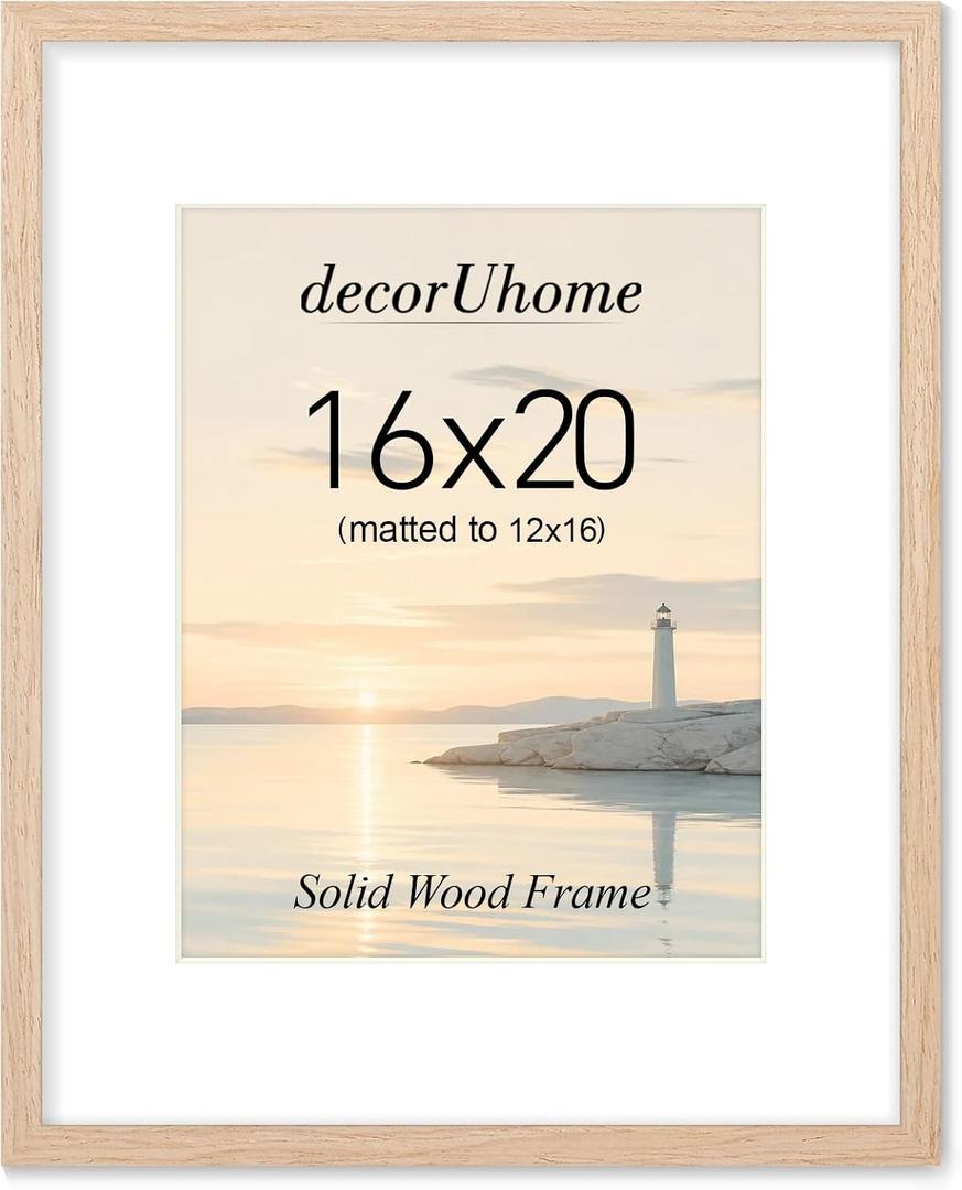 decorUhome Solid Wood 16x20 Picture FrameFits 11x14 Photo with Mat