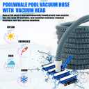 Pool Vacuum Kit Swimming Pool Vacuum Head with 1-1/2" x 30 ft Hoses Flexible Head with Wheels and 14 '' Cleaning Brush for Inground Swimming Supplies (with Bristles)