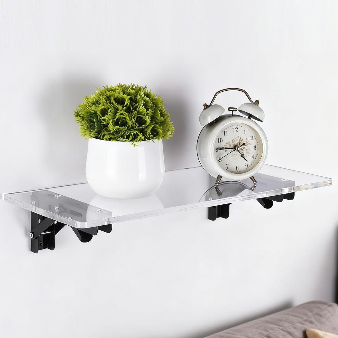 EMCOMS Foldable Floating Shelves for Wall,20" L x 8" W Wall Shelves for Decor Storage