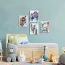 Nursery Wall Art: Framed Baby Animal & Mom Watercolor Prints (6pcs, 8"x10")