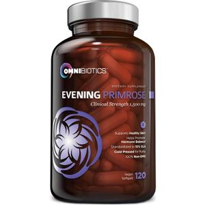 OmniBiotics Organic Evening Primrose Oil for Women – Clinical Strength 1500mg per Capsule, 10% GLA, Cold-Pressed, Non-GMO, Hormone Balance for Women – 120 Vegan Softgel Capsules