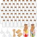 Roshtia 4oz Plastic Mini Potion Bottles with Cork Lids Small Clear Favor Jars Sand Art Bottles Tiny Jars with Twine and Tags for Wedding Birthday Baby Shower Party Candy DIY Crafts Gifts(72 Pcs)