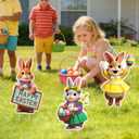 Easter Decorations Outdoor, 9pcs Realistic Bunny Decorations with Colorful Easter Elements, Outdoor Indoor Spring & Easter Party Decor