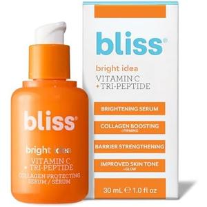Bliss Vitamin C + Tri-Peptide Bright Idea Serum – 15% Brightening + Barrier Boost Complex for Radiant, Firm Skin – Anti-Aging Face Serum Boosts Collagen & Elasticity - 1 fl oz