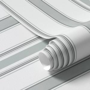 Fititem 393inL 17.3inW Gray and White Peel and Stick Wallpaper Modern Boho Contact Paper Cabinet Grey Stripe Removable Waterproof Wallpaper Bathroom Bedroom Self Adhesive Line Farmhouse Contact Paper