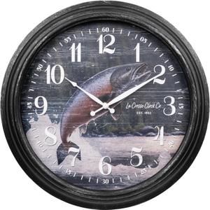 La Crosse Clock 433-3841S 15.75" Indoor/Outdoor River Run Salmon Quartz Wall Clock