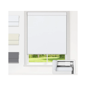 LazBlinds No Drill Blinds for Indoor Windows, Blackout Roller Shades, Cordless Window Blinds, Thermal Insulated Fabric UV Protection, for in Home and Office, 20" W x 48" H, White