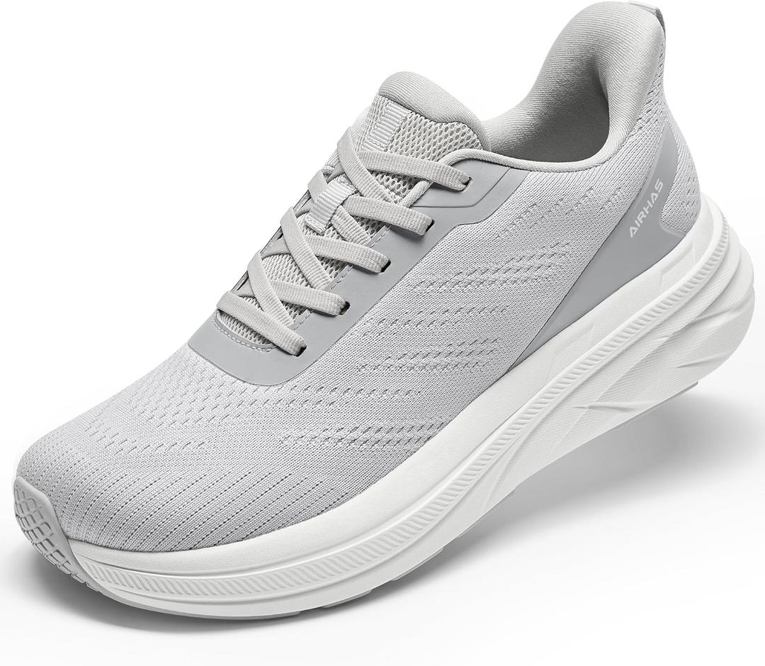 Womens Easy On Walking Shoes Lace Up Comfortable Tennis Shoes with Roomy Toe Box for Women Breathable Running Sneakers (Light Grey, 10.0)