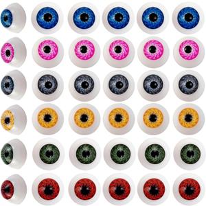 TIHOOD 48PCS 8 Colors 20mm Half Round Realistic Acrylic Eyes for Halloween Props, Masks, Dolls or Bears Craft Plastic Eyeballs (20mm)