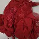 RSLOVE Women Sexy Lingerie Set 3 Piece Babydoll & Lace Kimono Robe Strap Chemise Sleepwear Mesh Nightgown (Large, Wine Red)