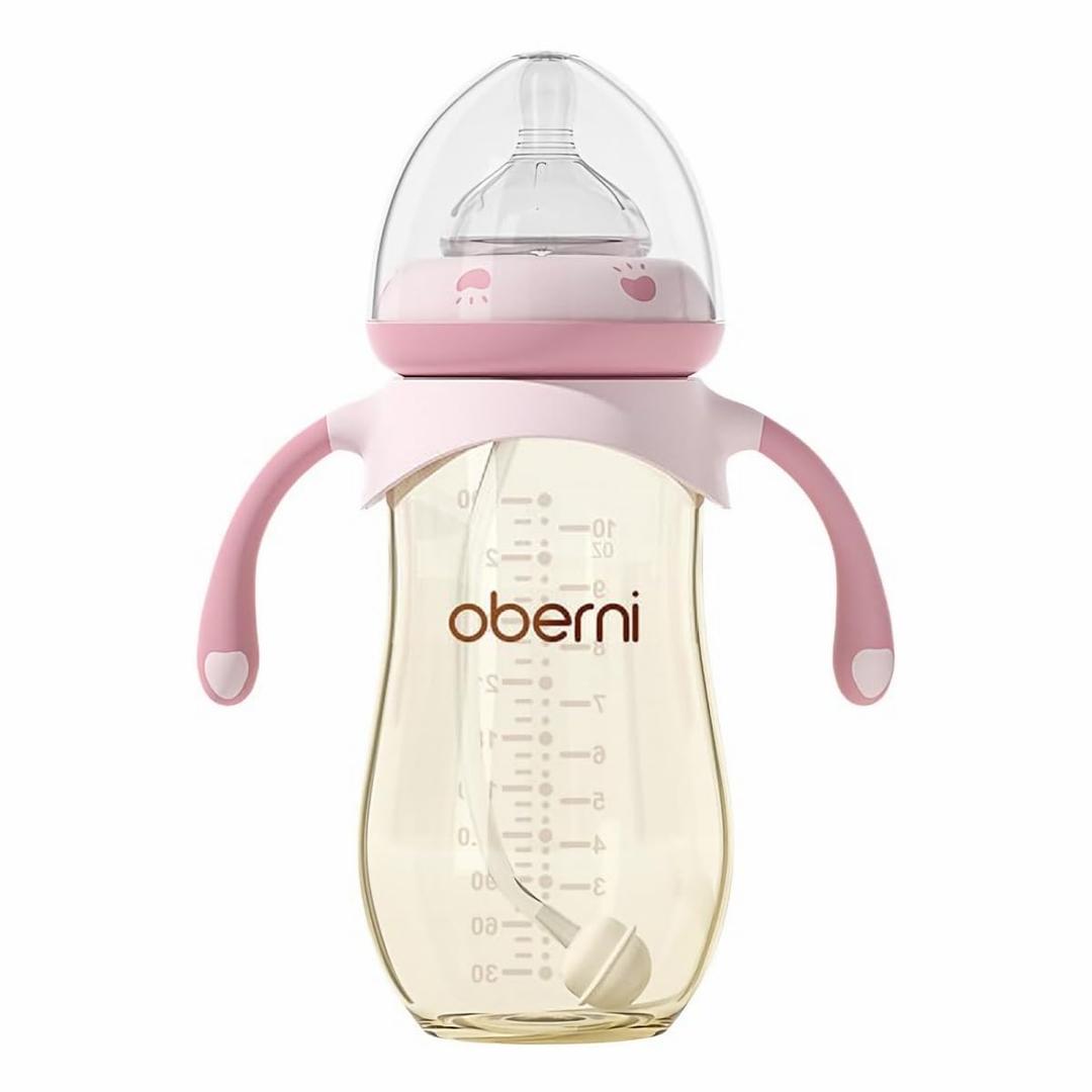 Baby Bottles, Anti Colic Breastfeeding Bottles with Medium Flow Nipples Size , Wide Neck Baby Bottle for Babies, Newborn, Preemie 6+ Months, BPA Free (Pink, PPSU, 10 Ounce, 1 Pack)