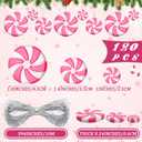 Syhood 120 Pcs Fake Candy Christmas Decorations Peppermint Candy Decorations Christmas Tree Hanging Ornament for Holiday Party DIY Crafts(Pink,1'' 1.4'' 1.8'',Round)