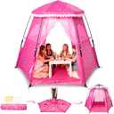 Princess Pop-up Play Tent for Girls: 78"x66" Large Playhouse Castle for Kids Indoor & Outdoor (Pink)