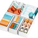 Criusia Drawer Organizer Clothes 6 Pack White- Dresser Organizer Bins for Closet Bedroom - Baby Clothes Organizers and Storage for Nursery Organization -Sock Underwear Drawer Organizer Divider