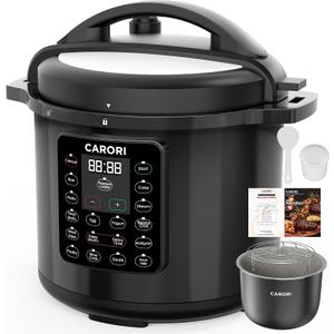 CARORI 8Qt 12-in-1 Electric Pressure Cooker, 1200W, Quick Meals, Time-Saving, Healthy, Easy Cooking Appliance, Slow,Rice,Steamer, Sauté, Yogurt Maker, Warmer & Sterilizer,Safer Venting Design, Black