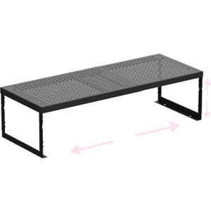 Stackable Expandable Metal Shelf Organizer - Adjustable Wire Storage Rack with Holes for Kitchen, Bathroom, Cabinet, Office - Space Saving, Durable & Sturdy Design1PACK/Medium/Black