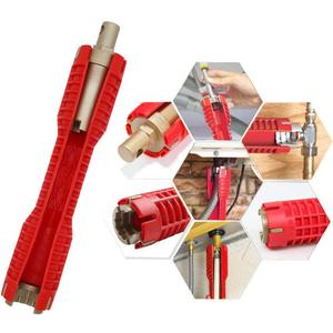 (8-in-1) faucet and sink installer,multi-purpose wrench plumbing tool for Toilet Bowl/Sink/Bathroom/Kitchen Plumbing and more (red)