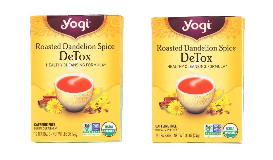 YOGI Organic 2 PACK (32 TEA BAGS )Tea Green Detox Herbal Blends Over 40 Different Flavors to choose from (ROASTED DANDELION SPICE DETOX)